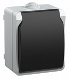 Розетка 1-м ОП Форс РСб20-3-ФСр 16А IP54 с заземл. с крышкой сер. IEK ERS12-K03-16-54-DC